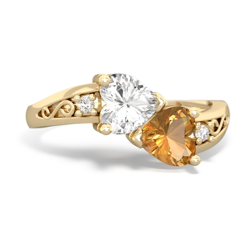 white topaz-citrine filligree ring