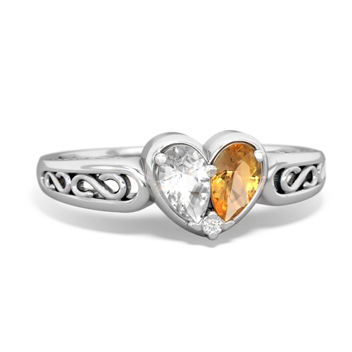 white topaz-citrine filligree ring