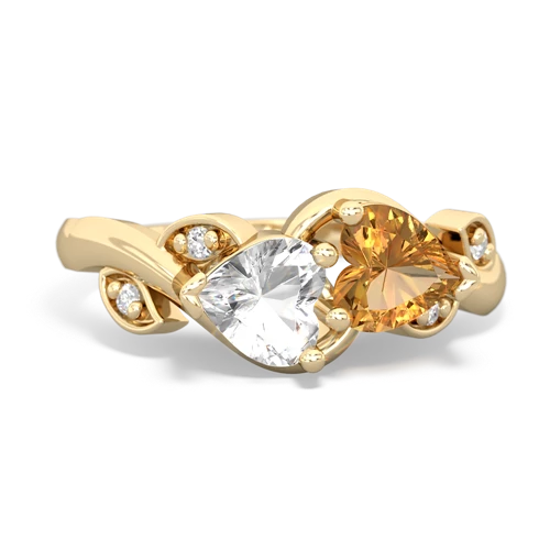 white topaz-citrine floral keepsake ring