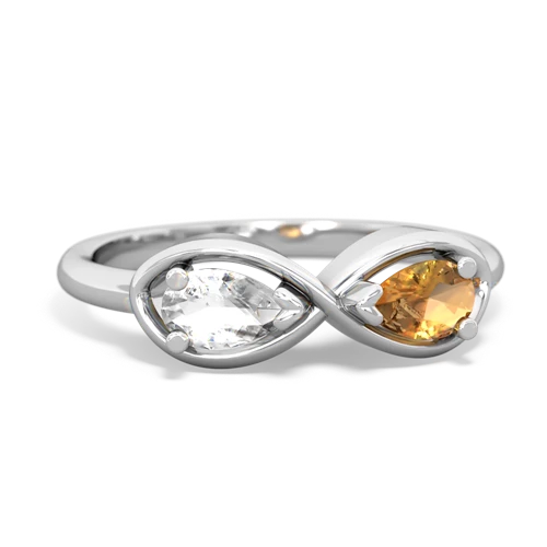 White Topaz Genuine White Topaz with Genuine Citrine Infinity ring Ring