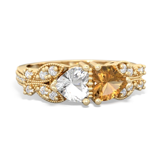 white topaz-citrine keepsake butterfly ring