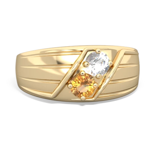 white topaz-citrine mens ring