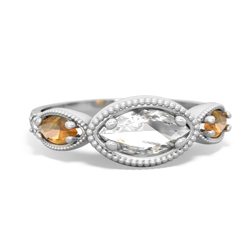 white topaz-citrine milgrain marquise ring