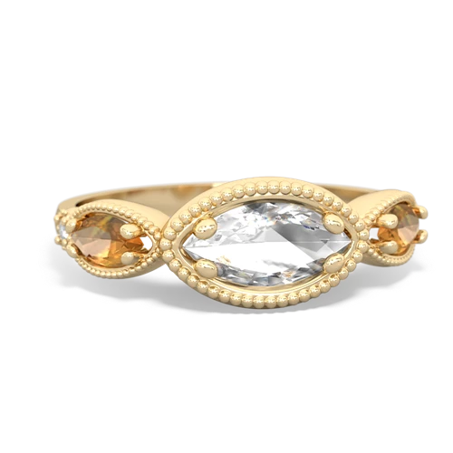 white topaz-citrine milgrain marquise ring