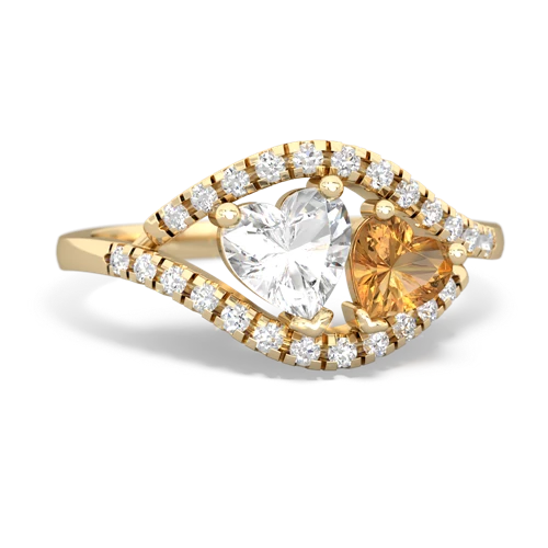 white topaz-citrine mother child ring