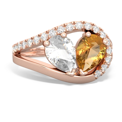 white topaz-citrine pave heart ring