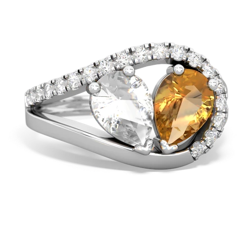 white topaz-citrine pave heart ring