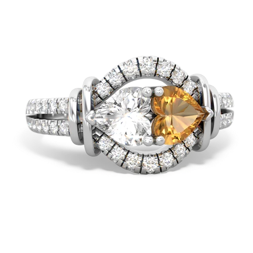 white topaz-citrine pave keepsake ring