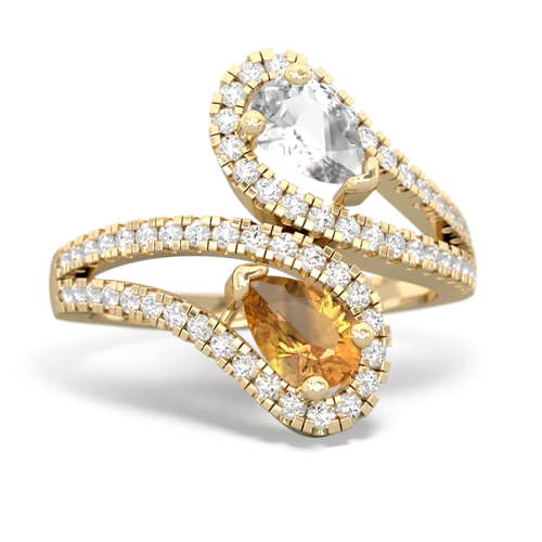 white topaz-citrine pave swirls ring