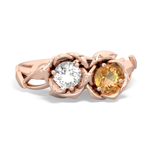 White Topaz Genuine White Topaz with Genuine Citrine Rose Garden ring Ring