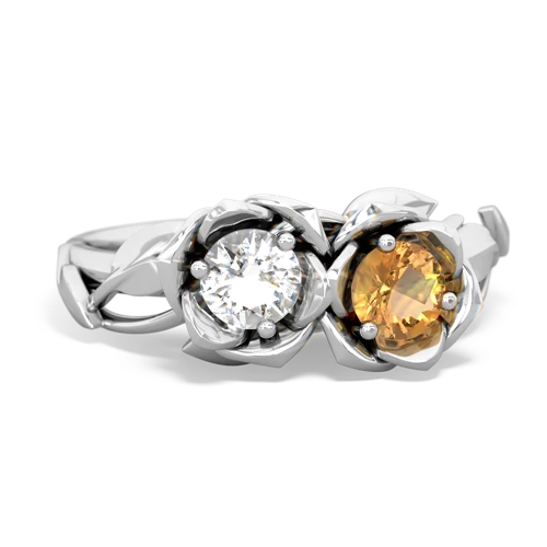 white topaz-citrine roses ring