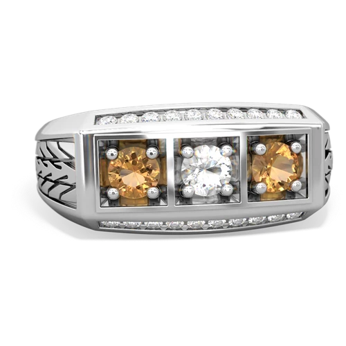 white topaz-citrine three stone ring