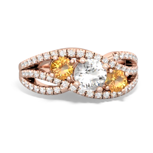 white topaz-citrine three stone pave ring