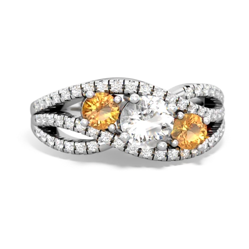 white topaz-citrine three stone pave ring