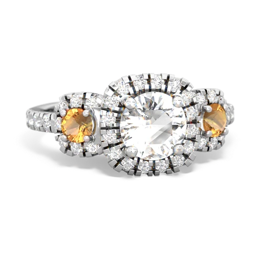 white topaz-citrine three stone regal ring