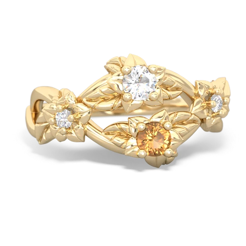 White Topaz Genuine White Topaz with Genuine Citrine Sparkling Bouquet ring Ring