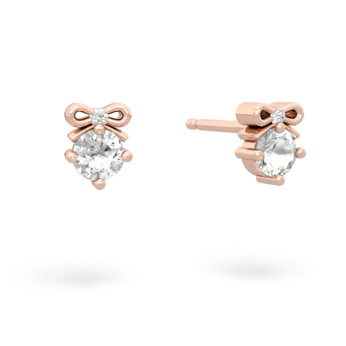 white topaz bows earrings