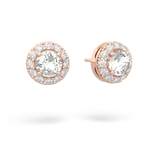white topaz classic halo earrings
