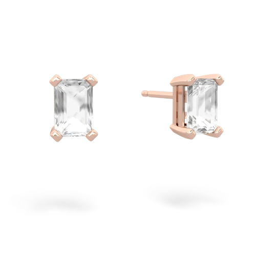 white topaz emerald cut stud earrings