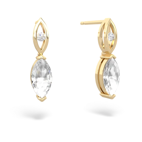 white topaz geometric drop earrings