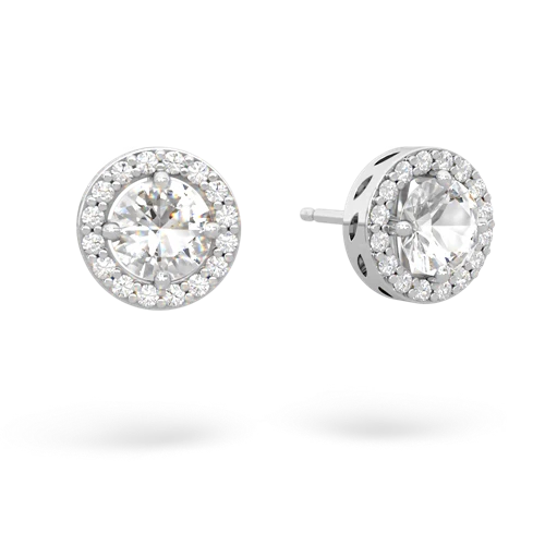 white topaz halo earrings