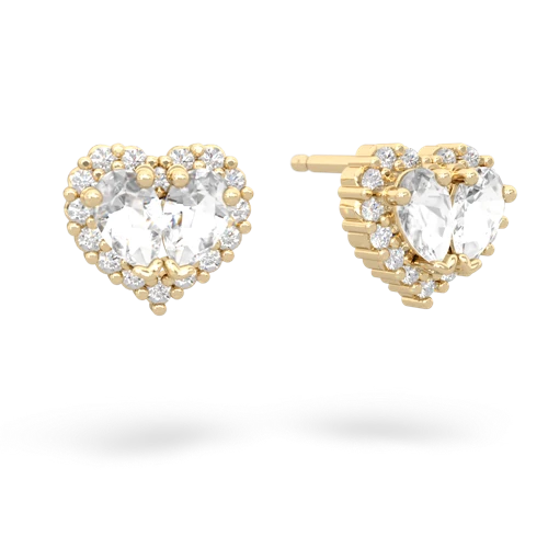 white topaz halo-heart earrings