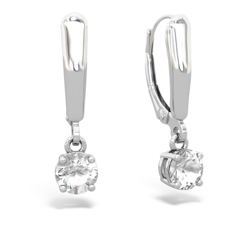white topaz lever-back earrings