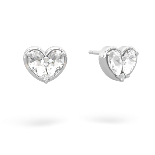 white topaz one heart earrings