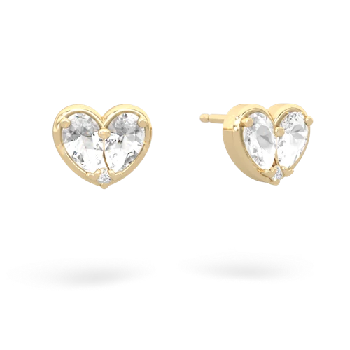 white topaz one heart earrings