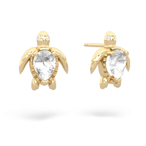 white topaz sea turtle earrings