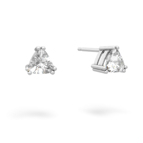 white topaz trillion stud earrings