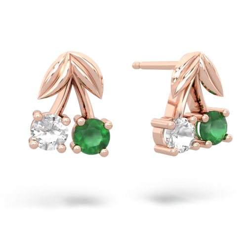 white topaz-emerald cherries earrings