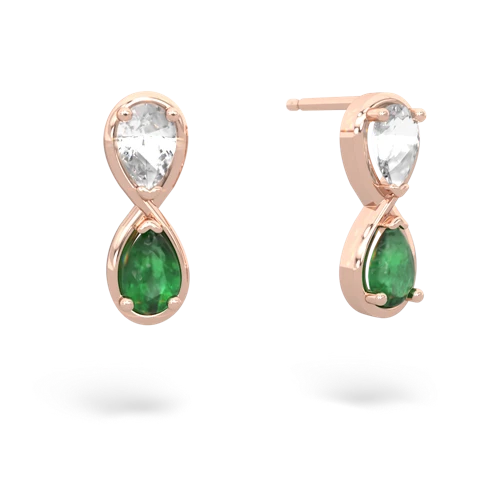 white topaz-emerald infinity earrings