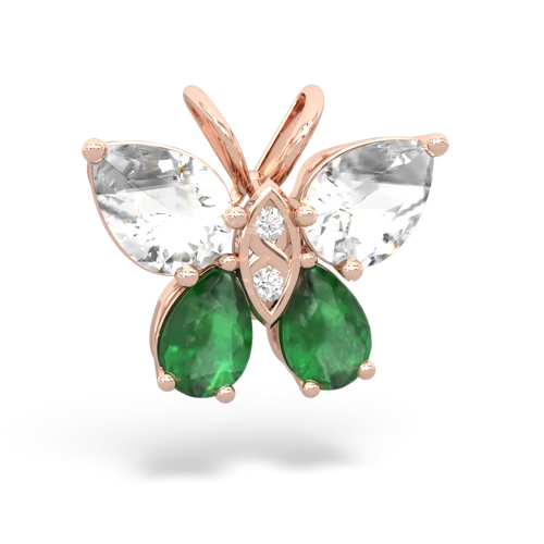 white topaz-emerald butterfly pendant