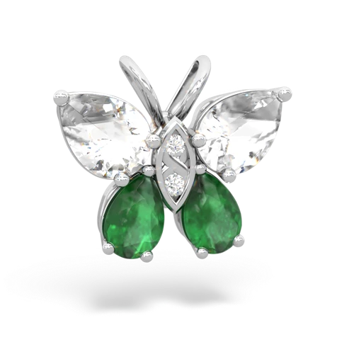 white topaz-emerald butterfly pendant