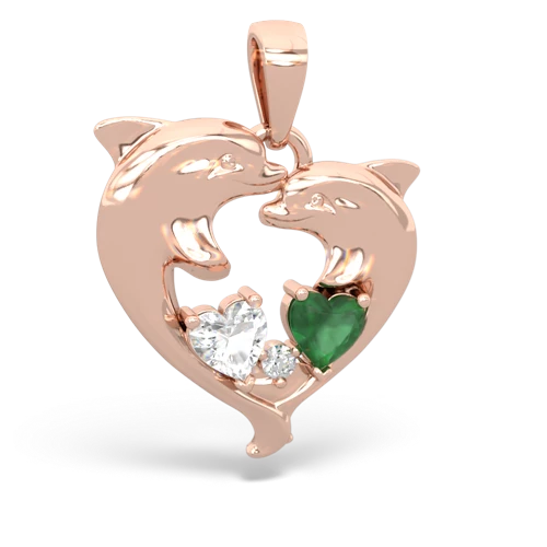 white topaz-emerald dolphins pendant