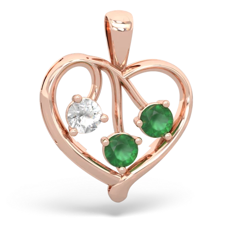 white topaz-emerald love heart pendant