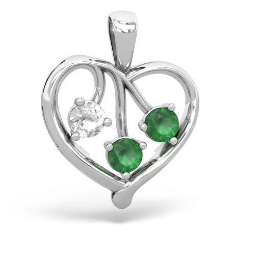 white topaz-emerald love heart pendant