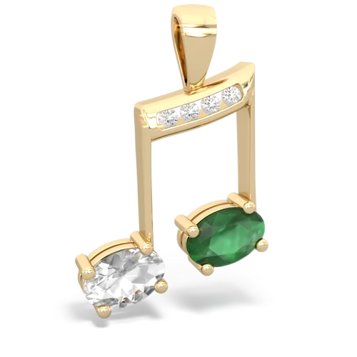 white topaz-emerald music notes pendant
