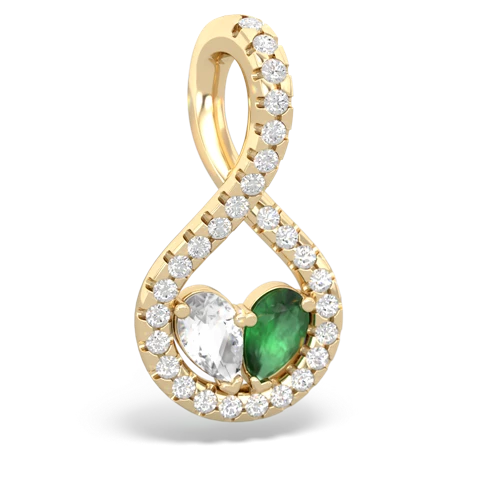 white topaz-emerald pave twist pendant
