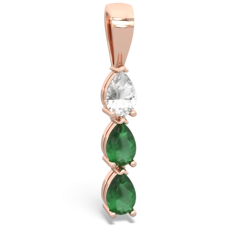 white topaz-emerald three stone pendant