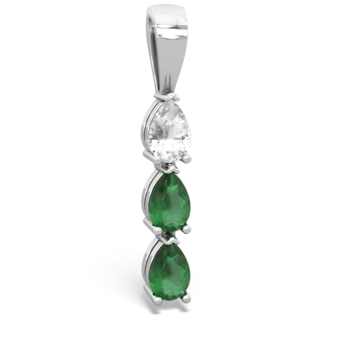 White Topaz Genuine White Topaz with Genuine Emerald and Lab Created Emerald Three Stone pendant Pendant