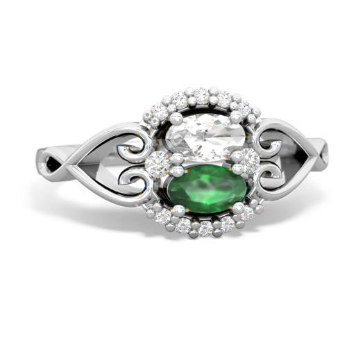 white topaz-emerald antique keepsake ring