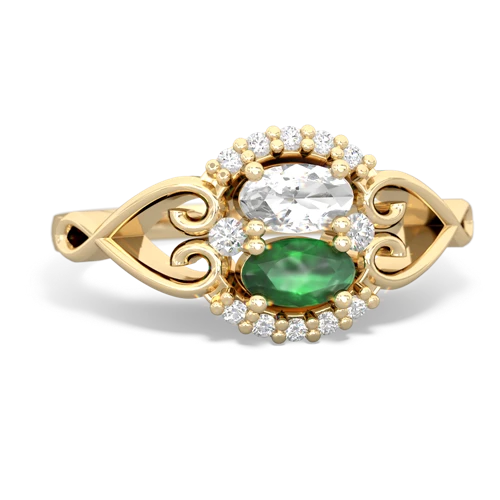 white topaz-emerald antique keepsake ring