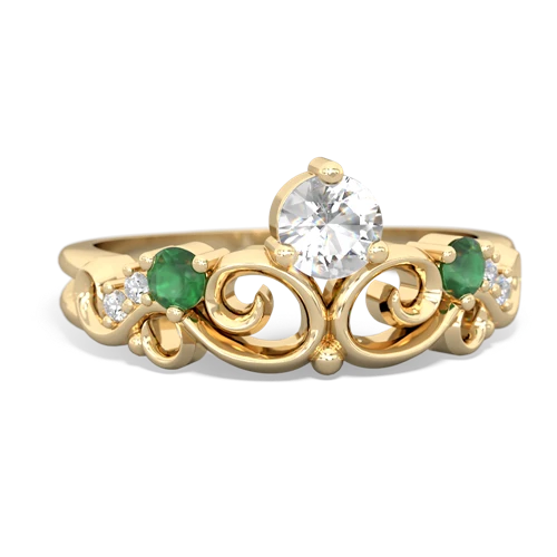 White Topaz Genuine White Topaz with Genuine Emerald and Lab Created Alexandrite Crown Keepsake ring Ring