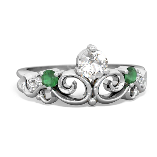 white topaz-emerald crown keepsake ring