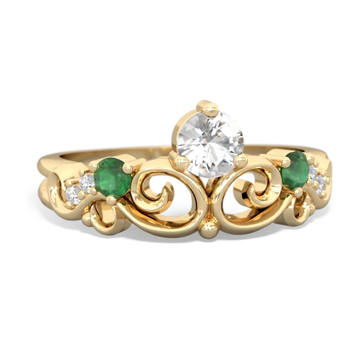 white topaz-emerald crown keepsake ring