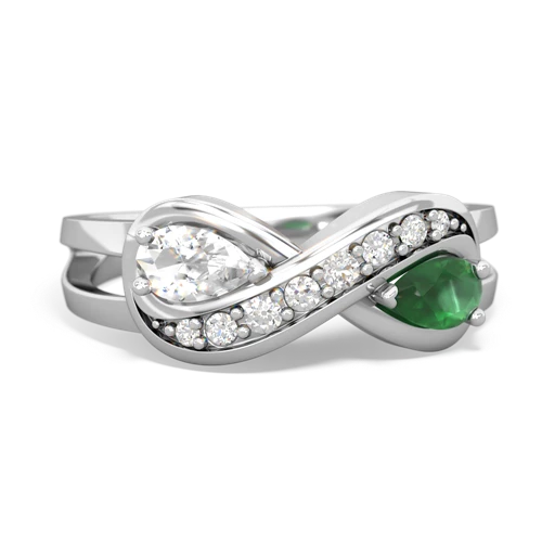 white topaz-emerald diamond infinity ring