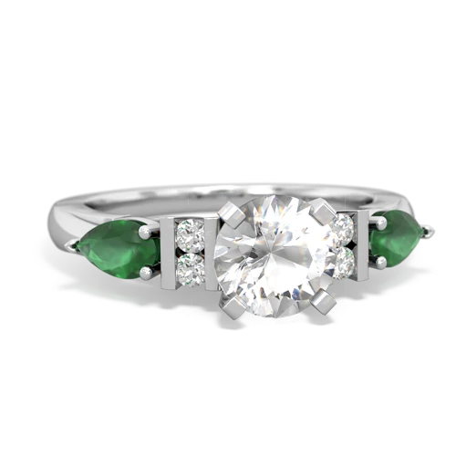 white topaz-emerald engagement ring