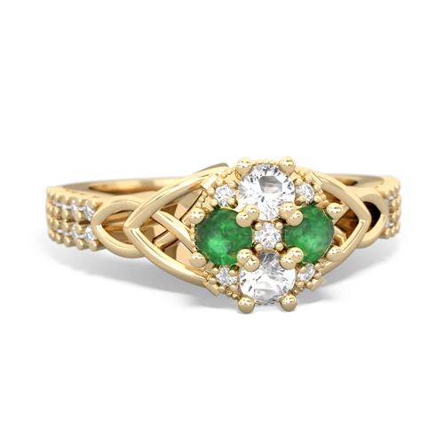 white topaz-emerald engagement ring